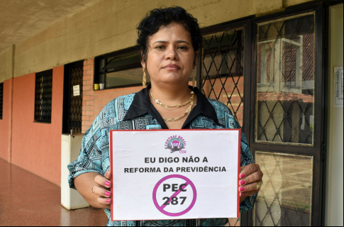 Coordenadora de Educação e Formação da CONTRAF BRASIL Elisângela Araújo contra a PEC 287